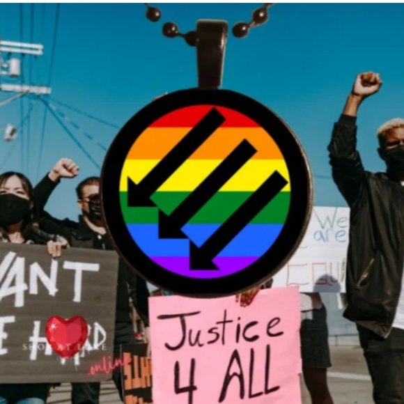 Three Arrows LBGTQ Peaceful Protest Necklace - Picture 2 of 9